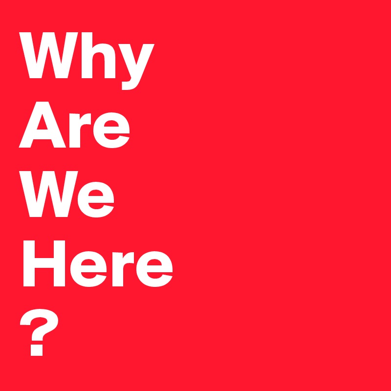 Why
Are
We
Here
?
