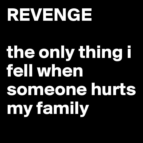 REVENGE

the only thing i fell when someone hurts my family