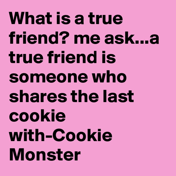What is a true friend? me ask...a true friend is someone who shares the last cookie with-Cookie Monster