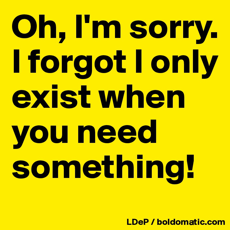 Oh, I'm sorry. I forgot I only exist when you need something!