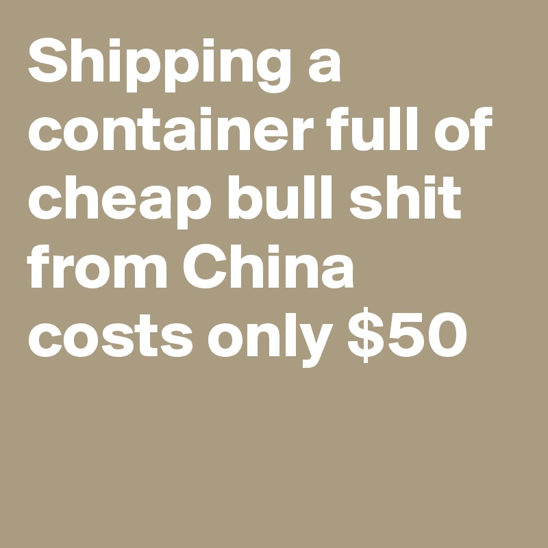 Shipping a container full of cheap bull shit from China costs only $50

