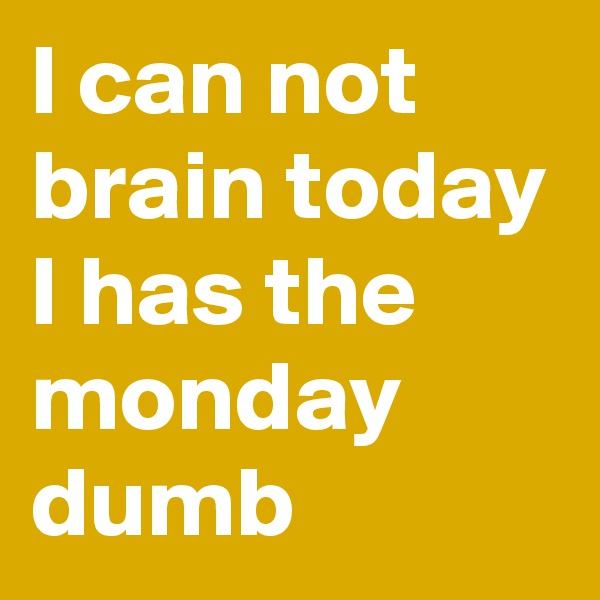 I can not brain today I has the monday dumb