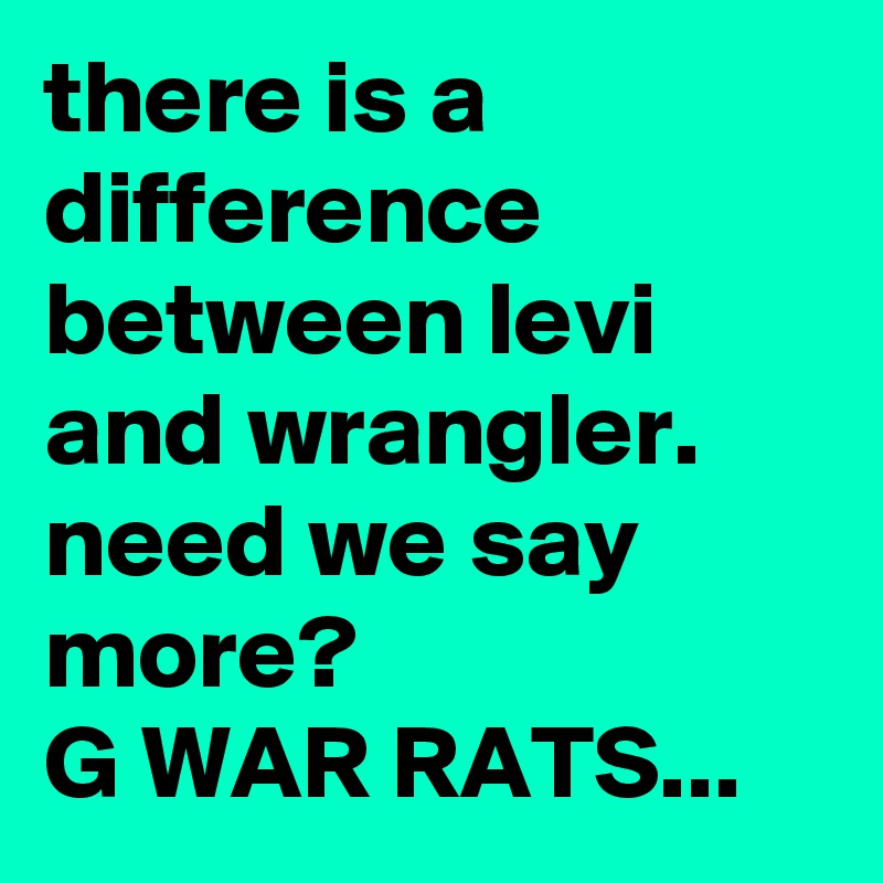 there is a difference between levi and wrangler.
need we say more? 
G WAR RATS...