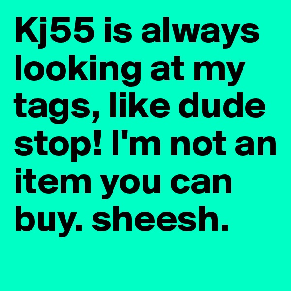 Kj55 is always looking at my tags, like dude stop! I'm not an item you can buy. sheesh.