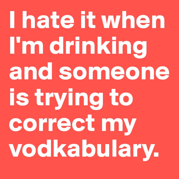 I hate it when I'm drinking and someone is trying to correct my vodkabulary.