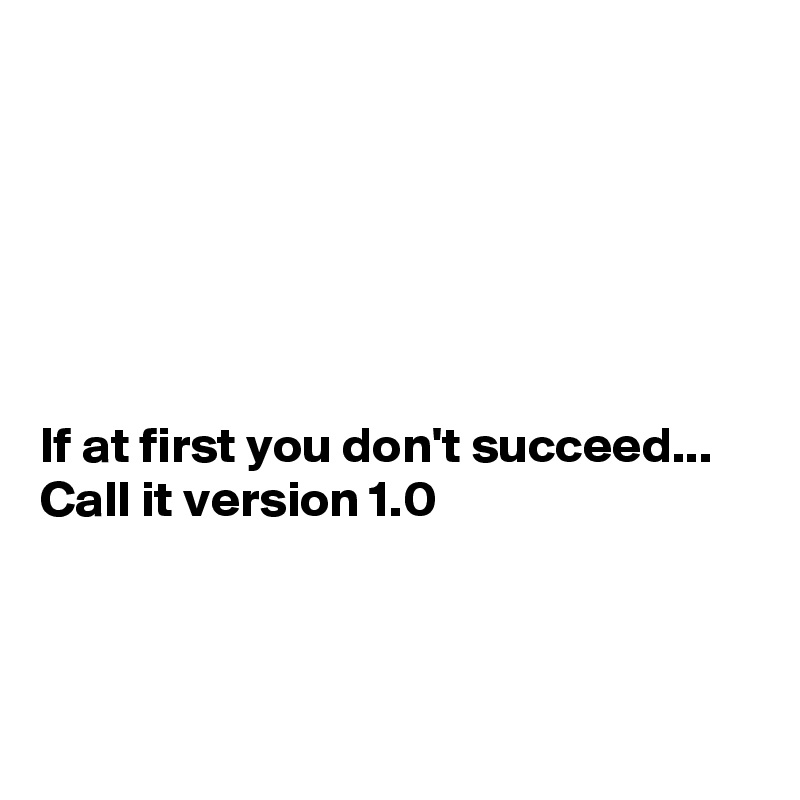 






If at first you don't succeed...
Call it version 1.0



