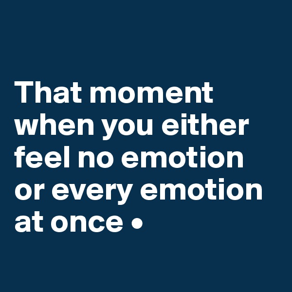 

That moment when you either feel no emotion or every emotion at once •
