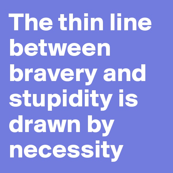 The thin line between bravery and stupidity is drawn by necessity