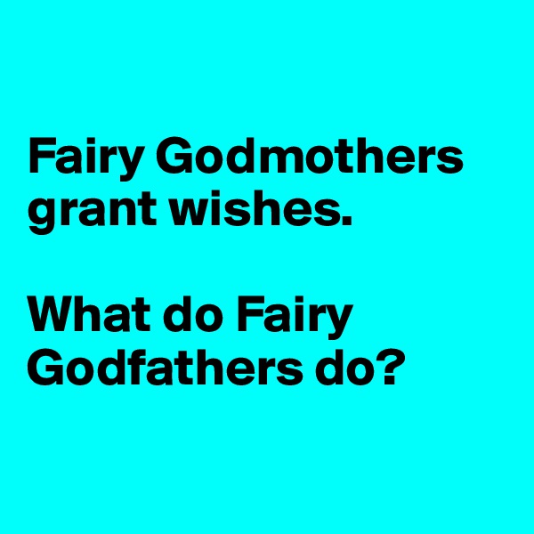 

Fairy Godmothers grant wishes. 

What do Fairy Godfathers do?


