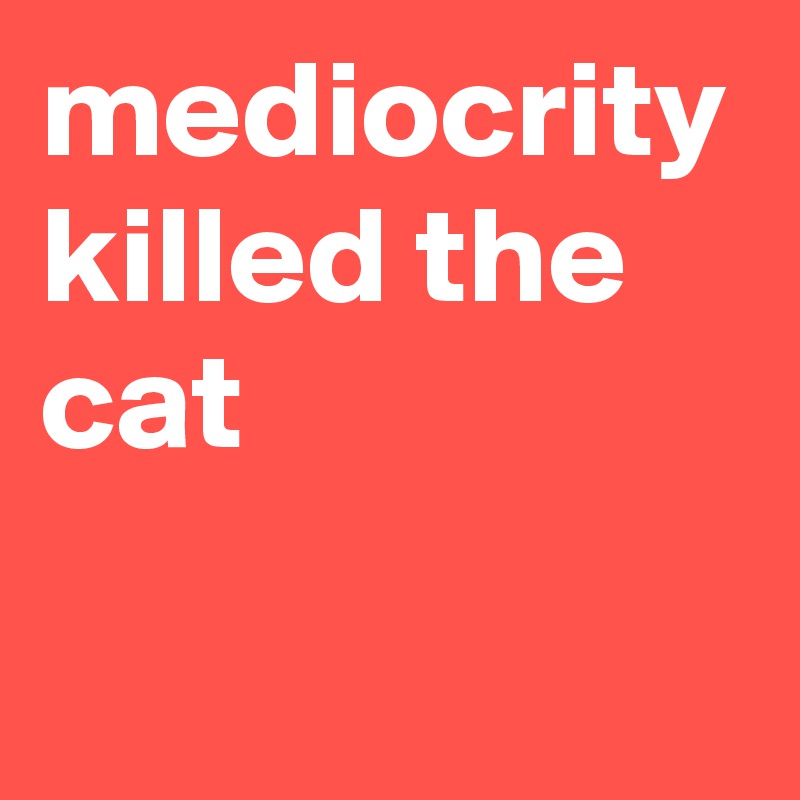 mediocrity killed the cat