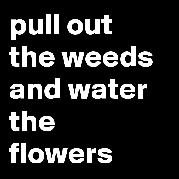 pull out the weeds and water the flowers