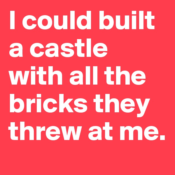 I could built a castle with all the bricks they threw at me.