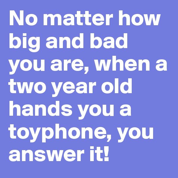 No matter how big and bad you are, when a two year old hands you a toyphone, you answer it!