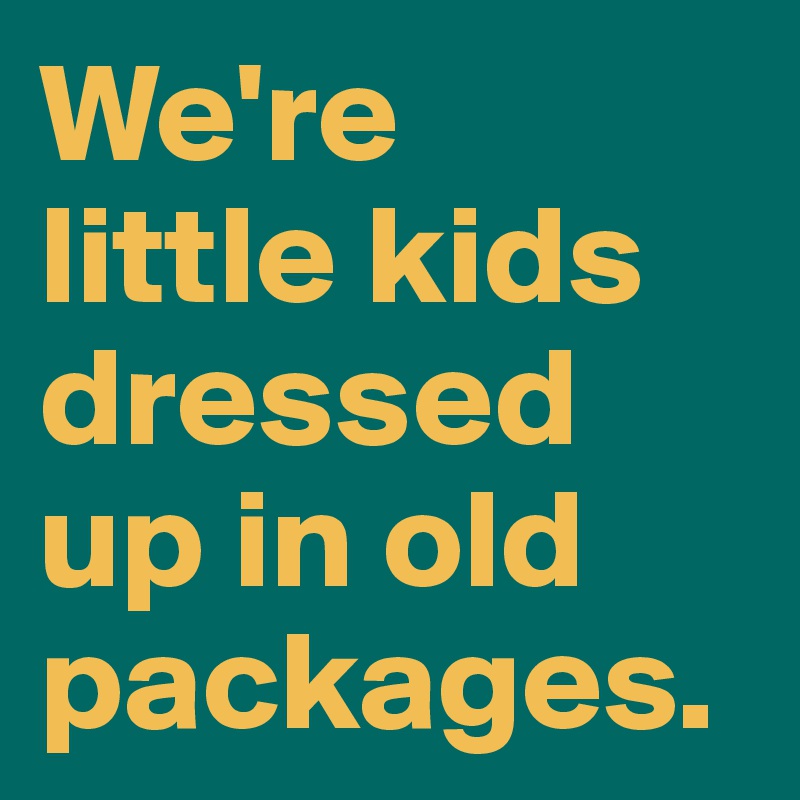 We're 
little kids dressed up in old packages.