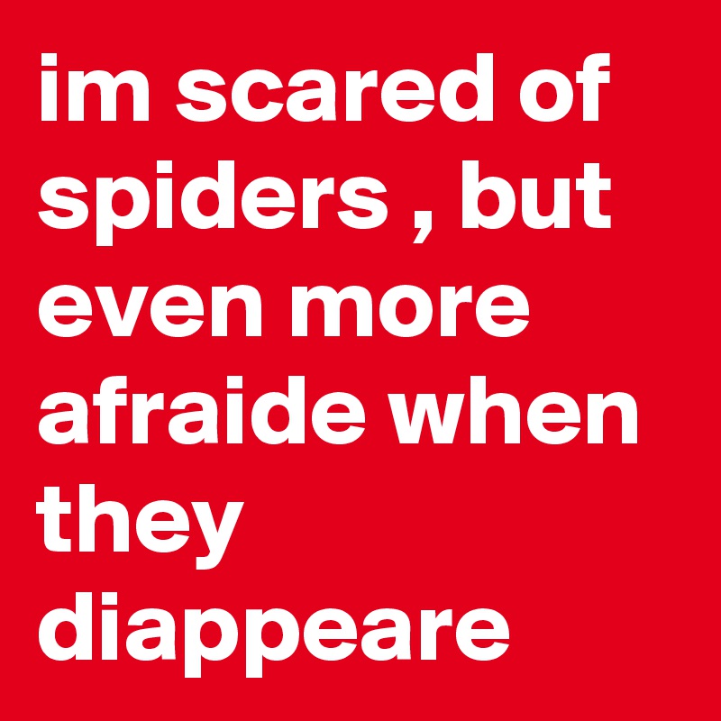 im scared of spiders , but even more afraide when they diappeare