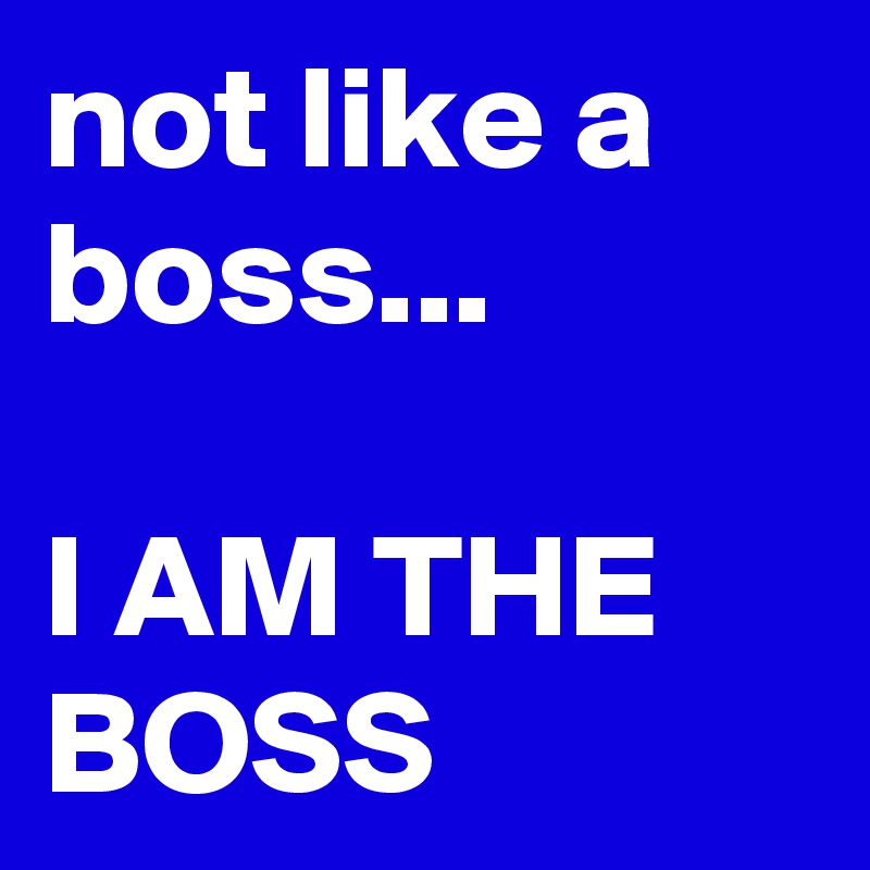 not like a boss...

I AM THE BOSS