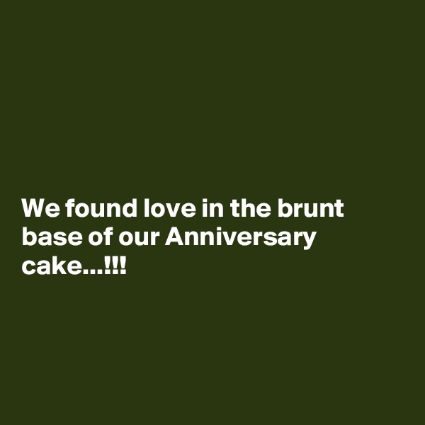 





We found love in the brunt base of our Anniversary cake...!!!



