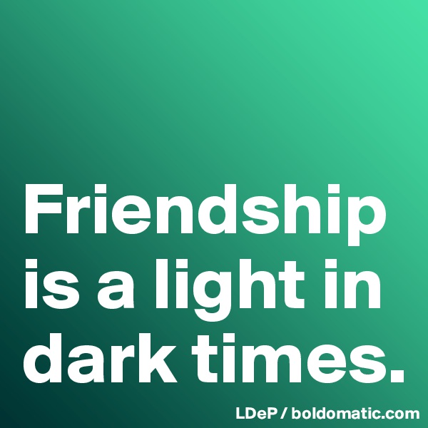 

Friendship is a light in dark times. 