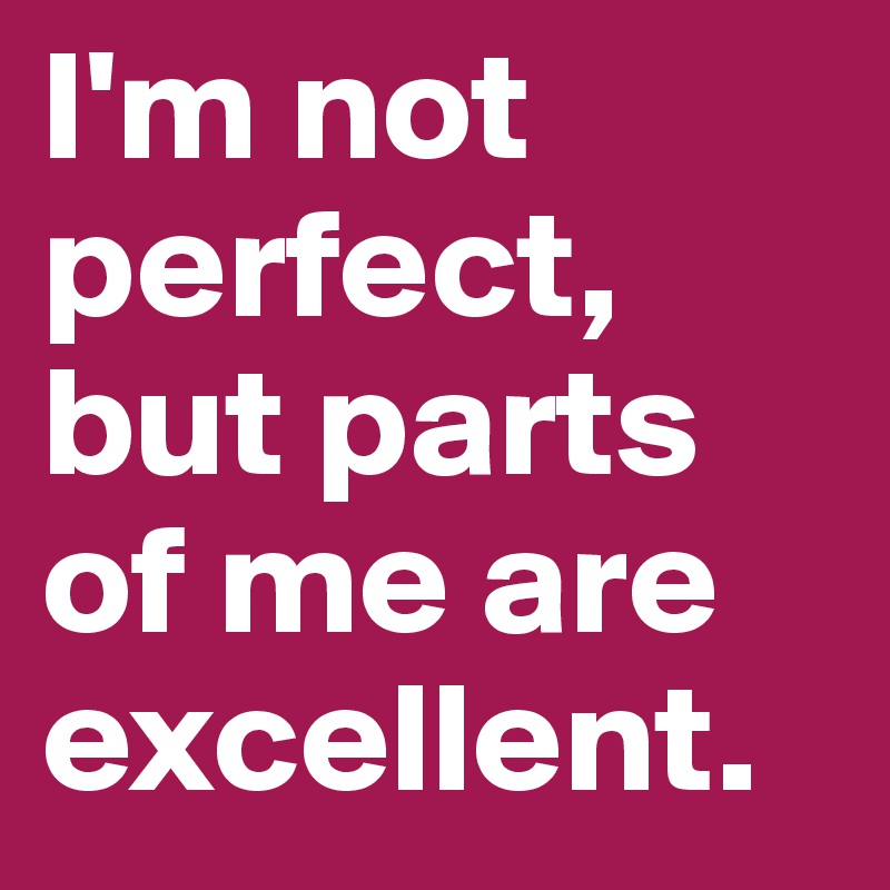 I'm not perfect, but parts of me are excellent.