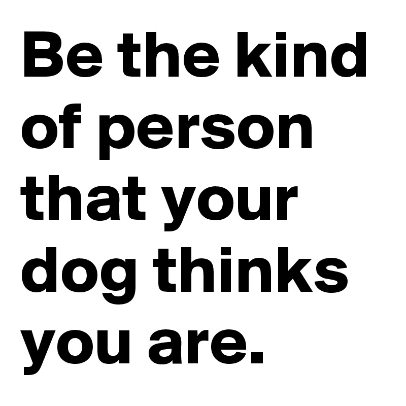 Be the kind of person that your dog thinks you are.