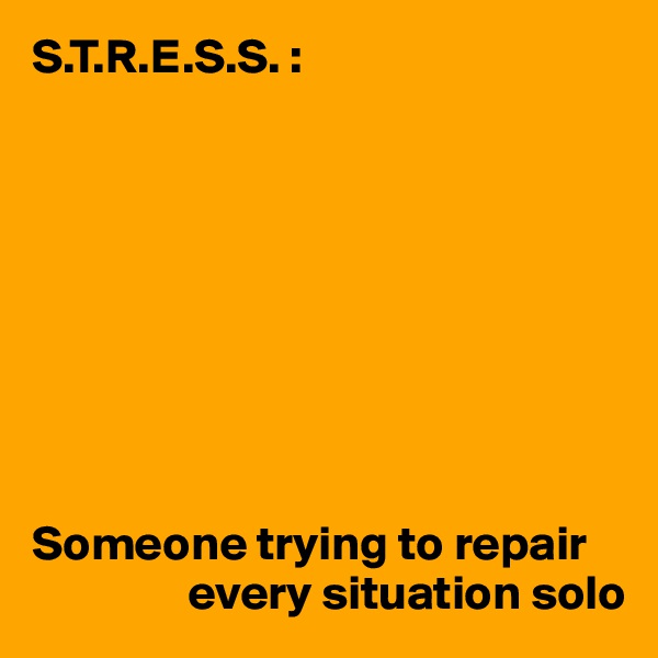 S.T.R.E.S.S. : 









Someone trying to repair 
                every situation solo