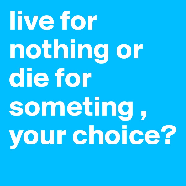 live for nothing or die for someting , your choice?