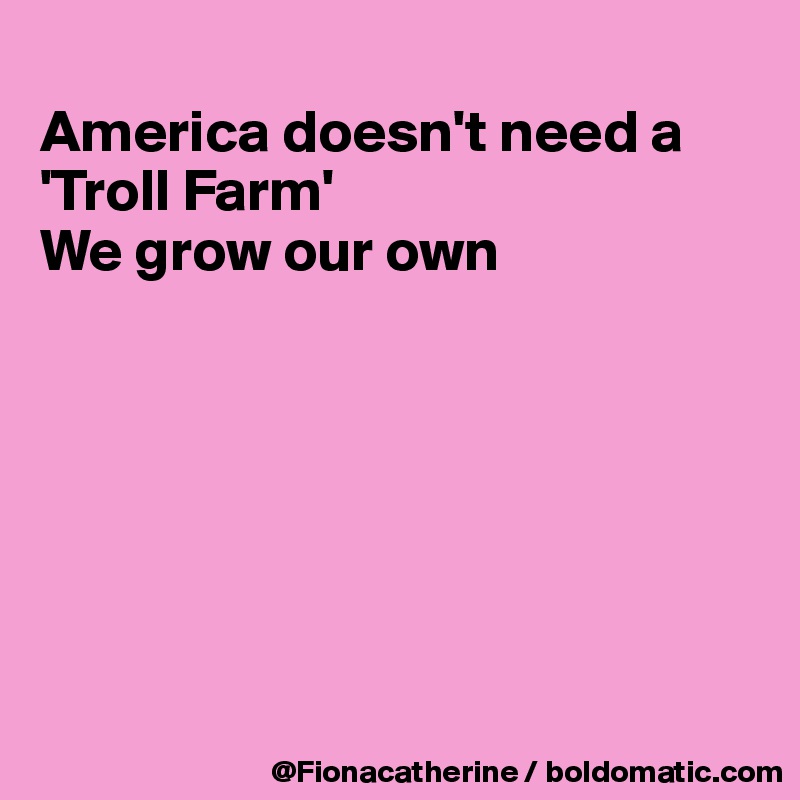 
America doesn't need a 'Troll Farm'
We grow our own







