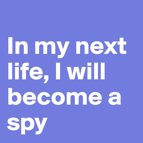 
In my next life, I will become a spy