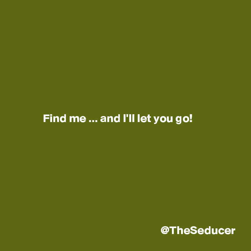 







             Find me ... and I'll let you go! 








                                                               @TheSeducer