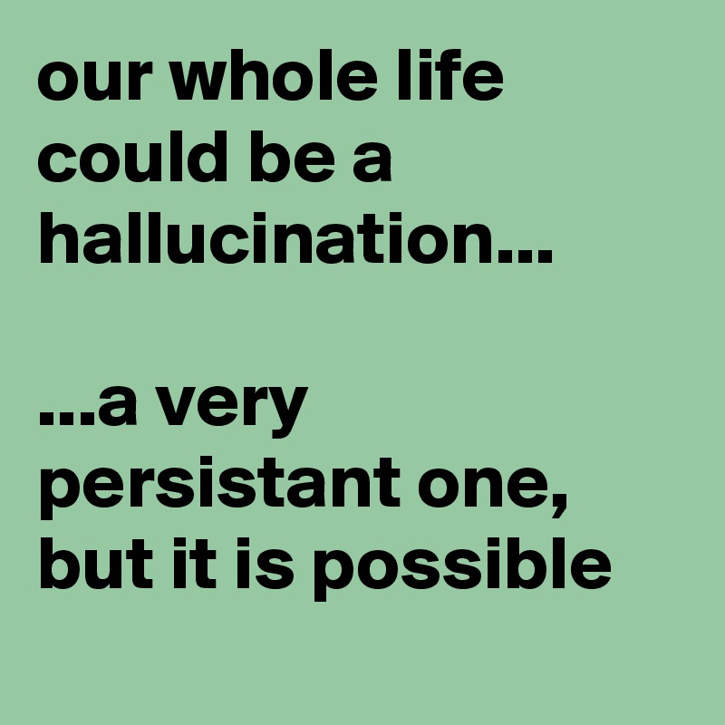 our whole life could be a hallucination...

...a very persistant one, but it is possible
