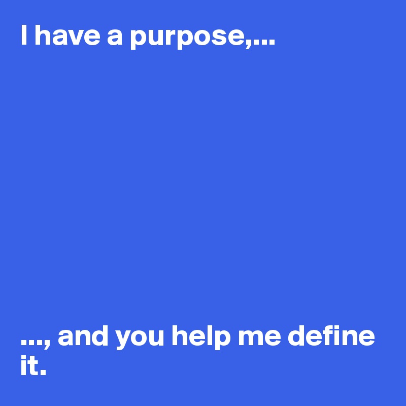 I have a purpose,...









..., and you help me define it. 