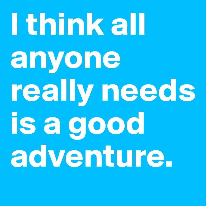 I think all anyone really needs is a good adventure.