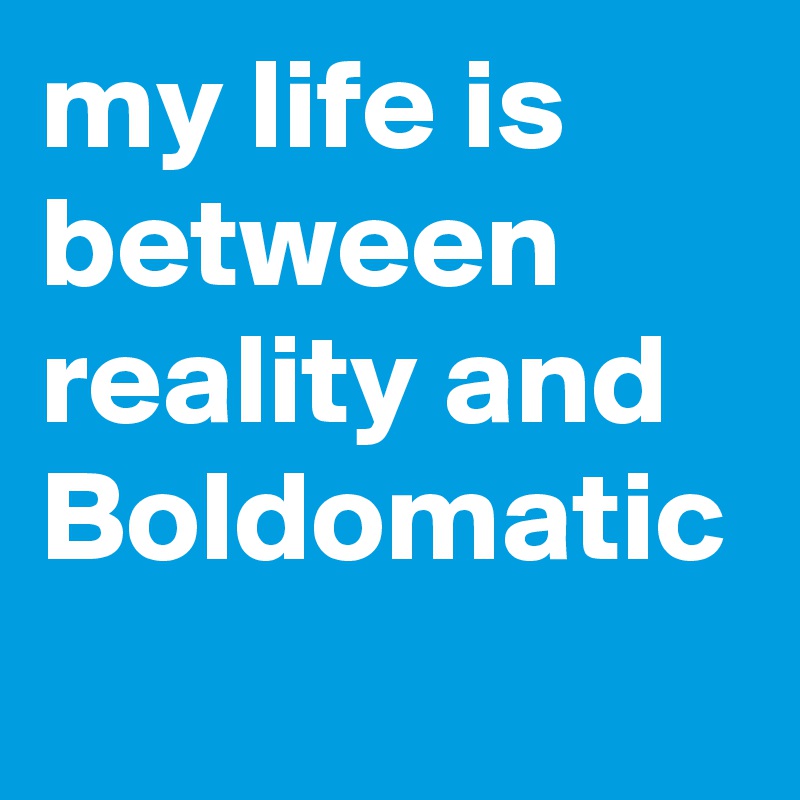 my life is between reality and Boldomatic
