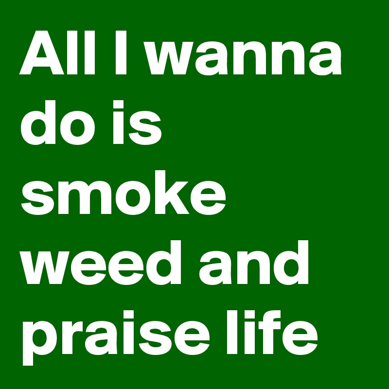 All I wanna do is smoke weed and praise life