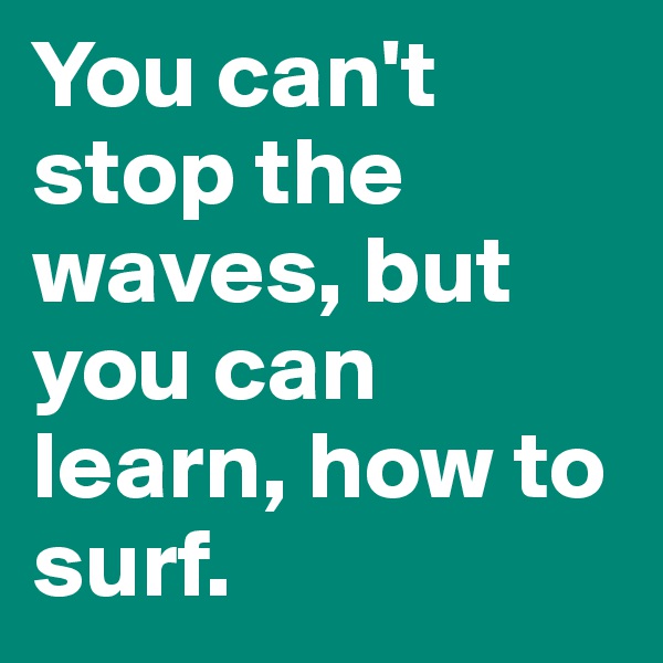 You can't stop the waves, but you can learn, how to surf.