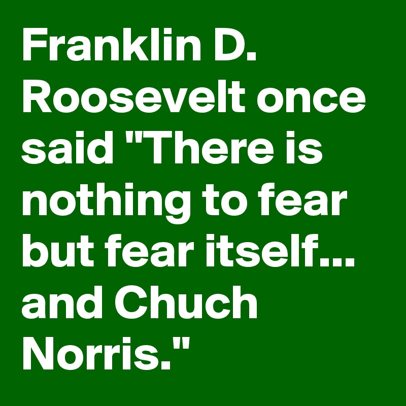 Franklin D. Roosevelt once said "There is nothing to fear but fear itself... and Chuch Norris."