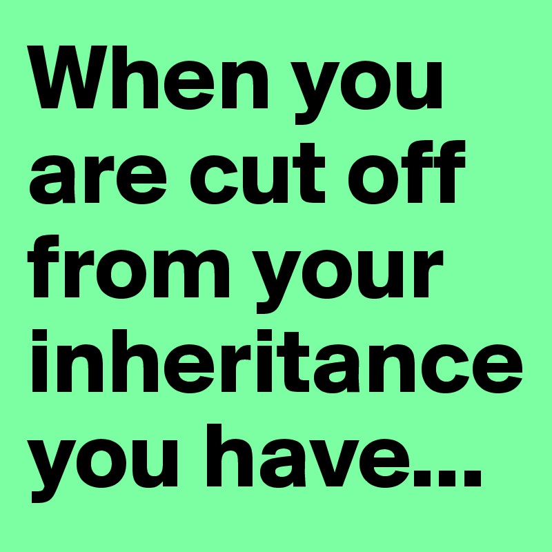 When you are cut off from your inheritance
you have...