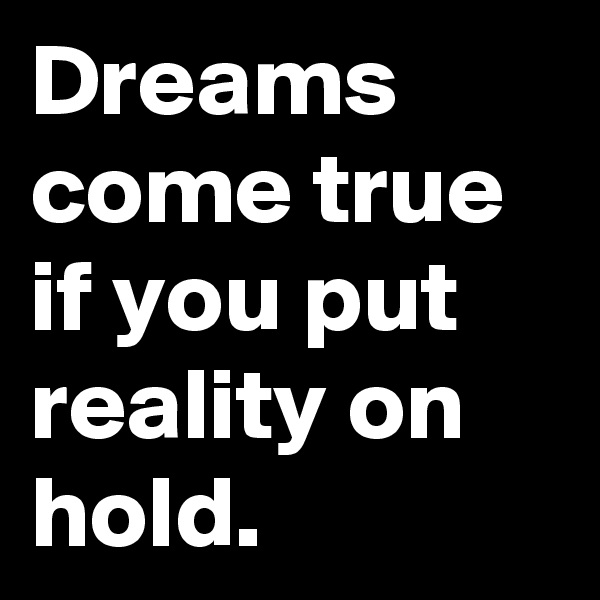 Dreams come true if you put reality on hold. 