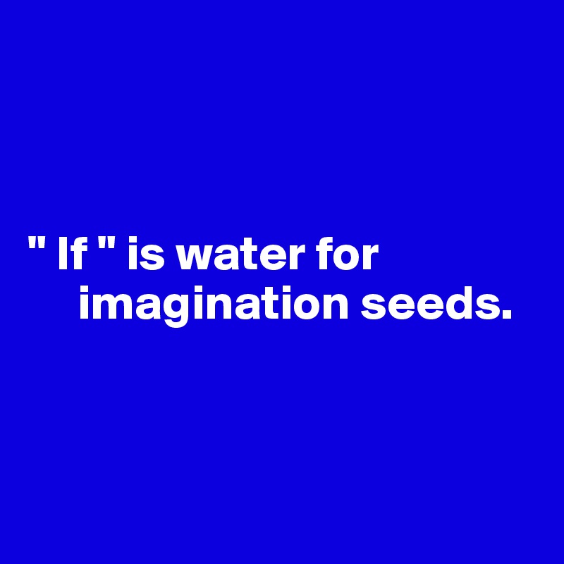 



" If " is water for    
     imagination seeds. 



