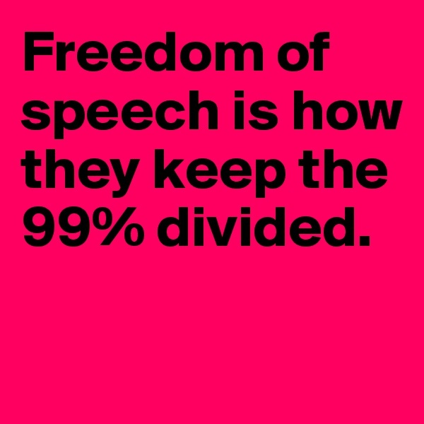 Freedom of speech is how they keep the 99% divided.


