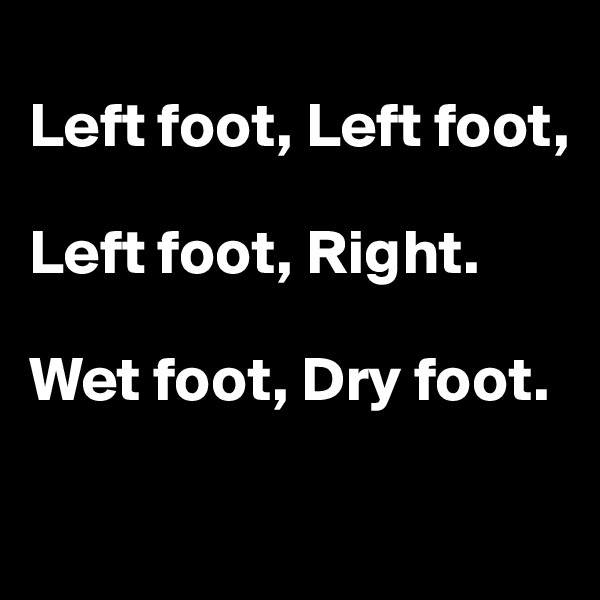 
Left foot, Left foot, 

Left foot, Right.

Wet foot, Dry foot.

