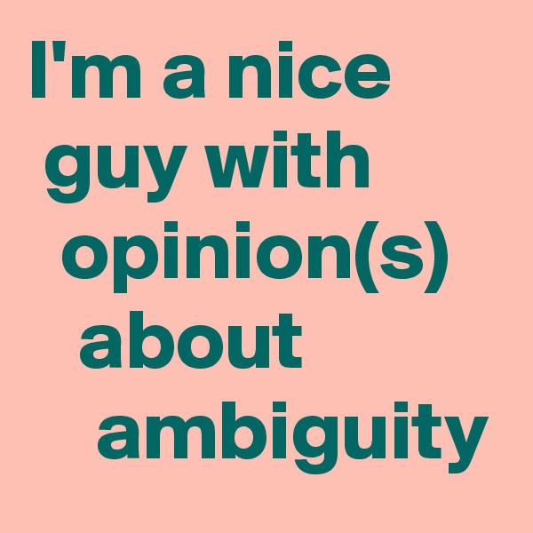 I'm a nice 
 guy with 
  opinion(s)
   about
    ambiguity