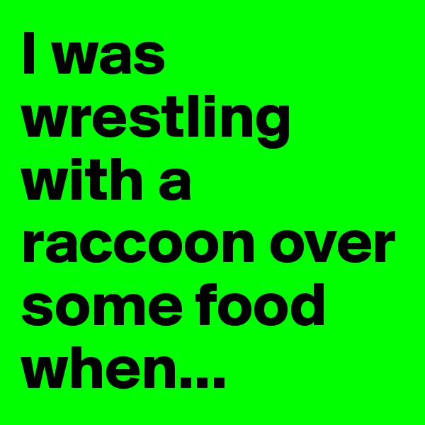 I was wrestling with a raccoon over some food when...
