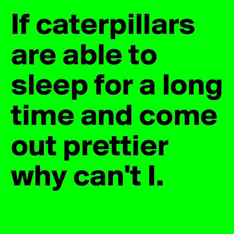 If caterpillars are able to sleep for a long time and come out prettier why can't I. 