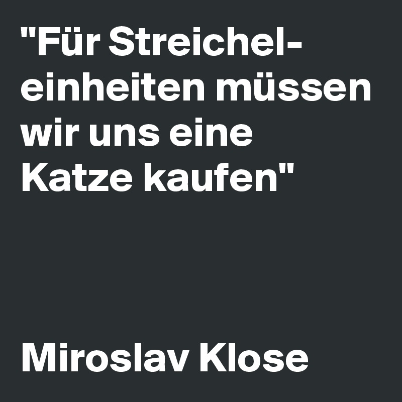 "Für Streichel- einheiten müssen wir uns eine Katze kaufen"



Miroslav Klose
