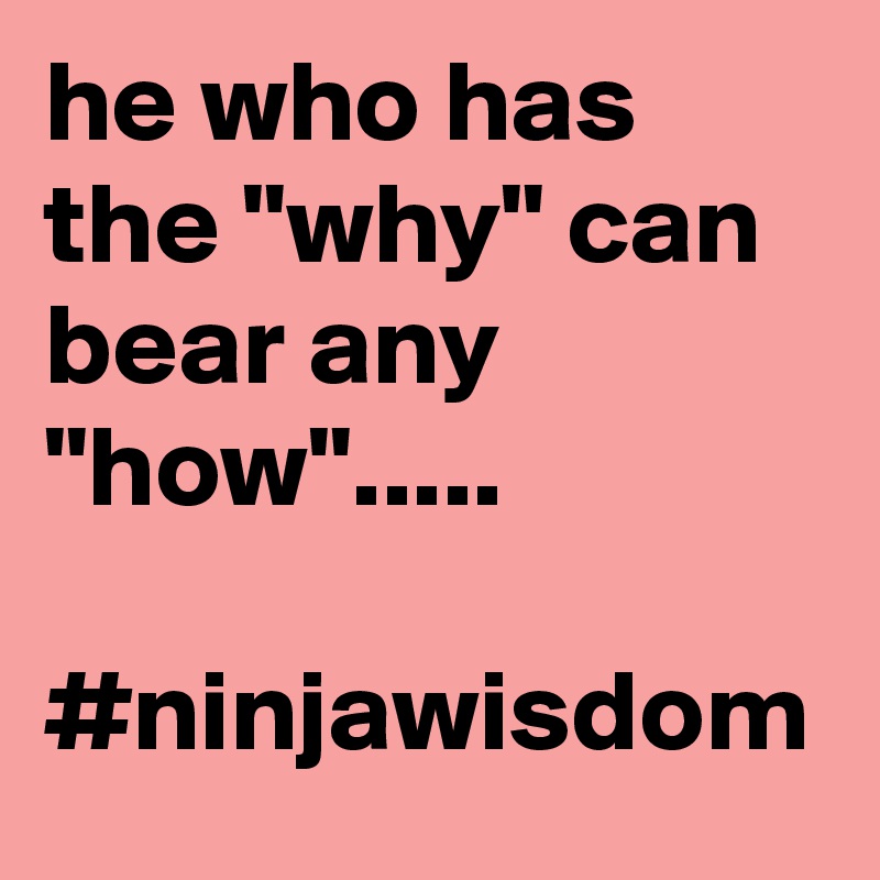he who has the "why" can bear any "how".....

#ninjawisdom