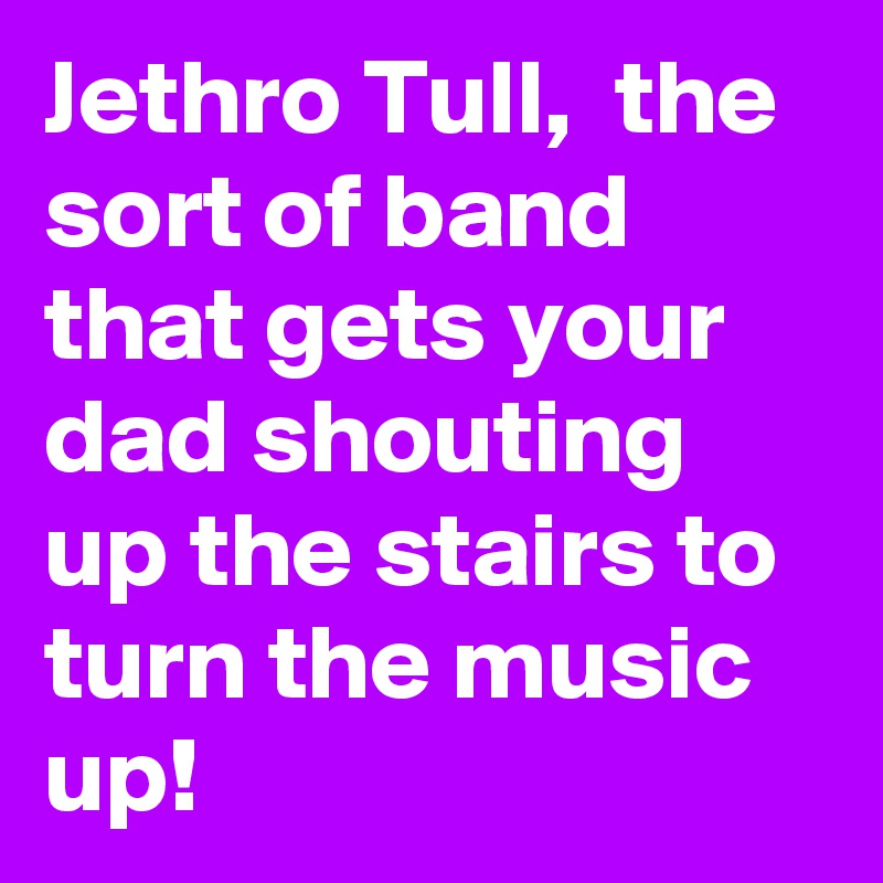 Jethro Tull,  the sort of band that gets your dad shouting up the stairs to turn the music up!