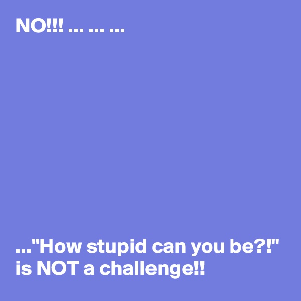 NO!!! ... ... ...









..."How stupid can you be?!"
is NOT a challenge!!