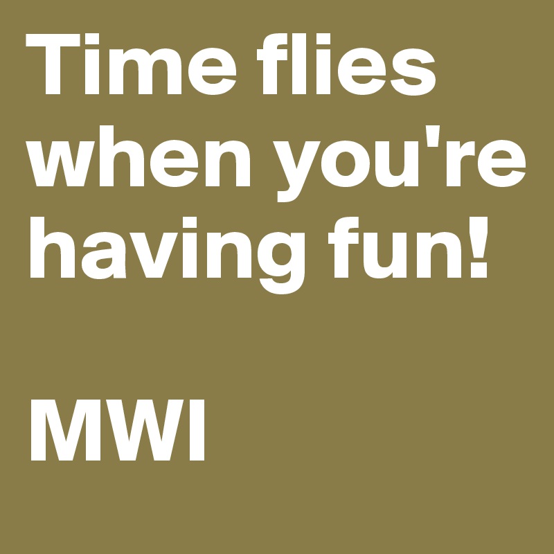 Time flies when you're having fun!

MWI