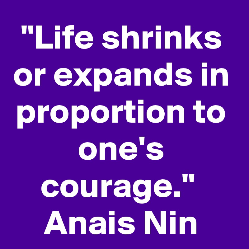 "Life shrinks or expands in proportion to one's courage." 
Anais Nin